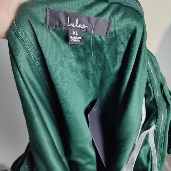 NWT Lulus Sz XL All Aglitter Emerald Green Sequin Off the Shoulder Mini Dress - Picture 4 of 9